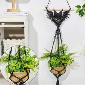 Black Bat Macrame Plant Hanger